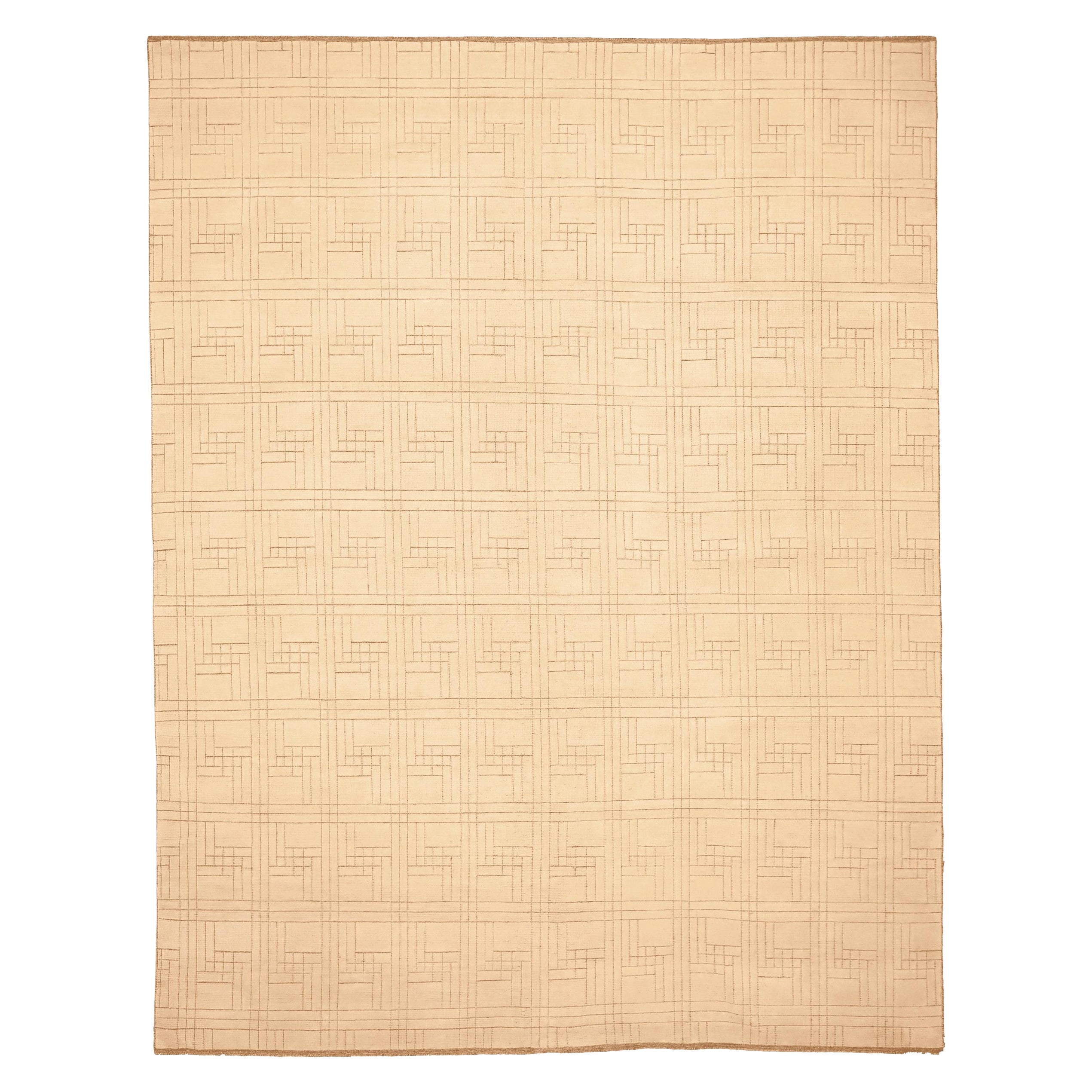 Marokkanische Teppiche aus Indien – Wolle in elfenbeinfarbenem Design – 94221