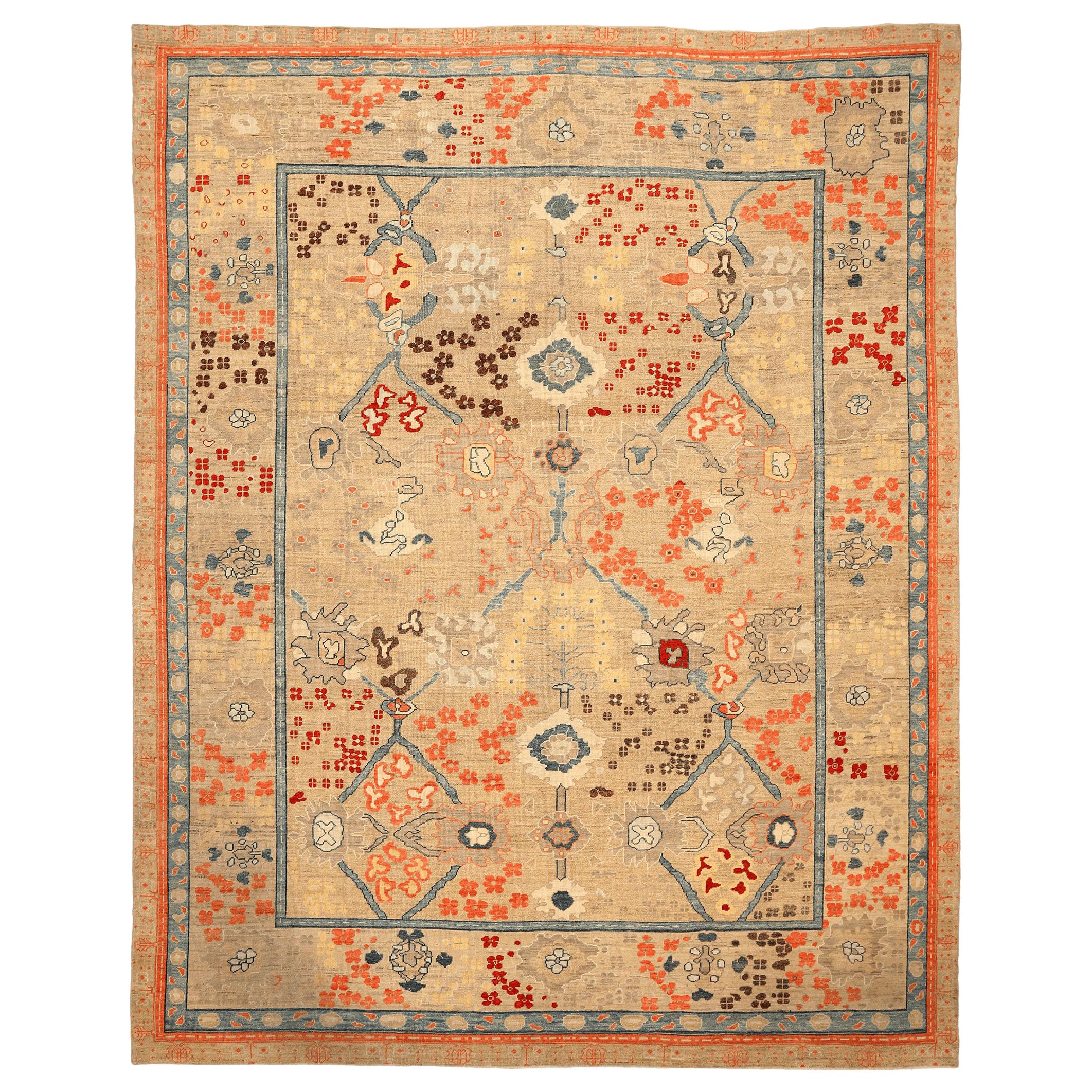 Tappeto Turkey Oushak Over Size - Lana Arancione Rosso Taupe Design - 94292