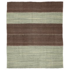 Afghanistan Kilim Area Rugs - Wool Brown Ivory Design - 94307