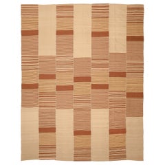Afghanistan Kilim Area Rugs - Wool Brown Ivory Yellow Design - 94308
