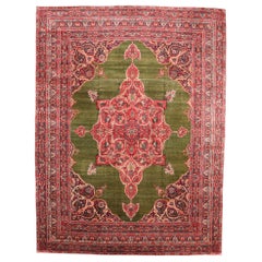 Tapis Kerman Afghanistan - Design vert rouge en laine - 94324