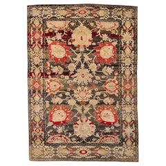 Tappeto Afghanistan Oushak Small - Lana Marrone Avorio Rosso Design - 94314