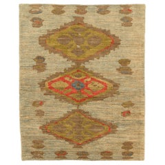 Tappeto Afghanistan Oushak Small - Lana Verde Avorio Rosso - 94315