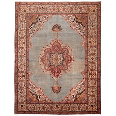 Tapis persan Haji Jalili - Laine bleu clair et rouge motif - 94331
