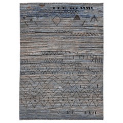 Tappeti Afghanistan Moroccan Area Rugs - Lana Blue Brown Design - 94337