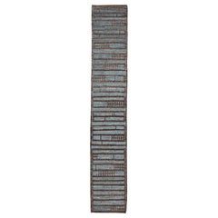 Tappeto Afghanistan Moroccan Runner - Lana Blu Marrone Design - 94338