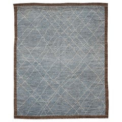 Tappeti Afghanistan Moroccan Area Rugs - Lana Blu Avorio Design - 94342