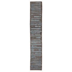 Tappeto Afghanistan Moroccan Runner - Lana Blu Marrone Design - 94339