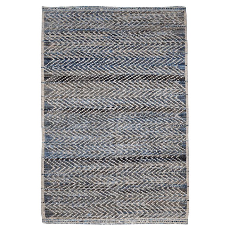 Tappeti Afghanistan Moroccan Area Rugs - Lana Blu Marrone Avorio Design - 94352