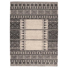 India Moroccan Area Rugs - Wool Brown Ivory Design - 94447