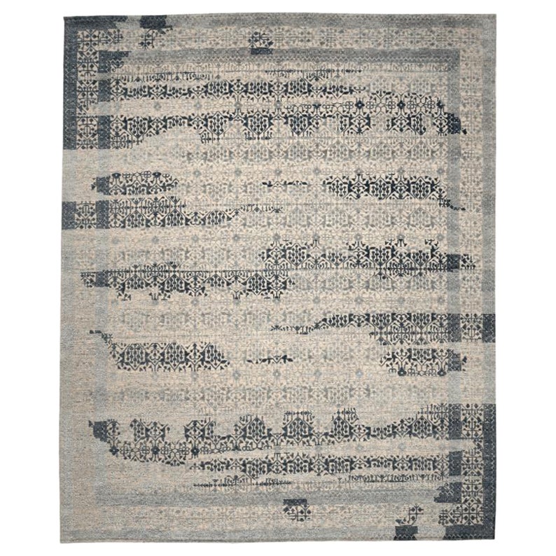 Indien Marokkanischen Bereich Teppiche - Wolle Braun Grau Elfenbein Design - 94449