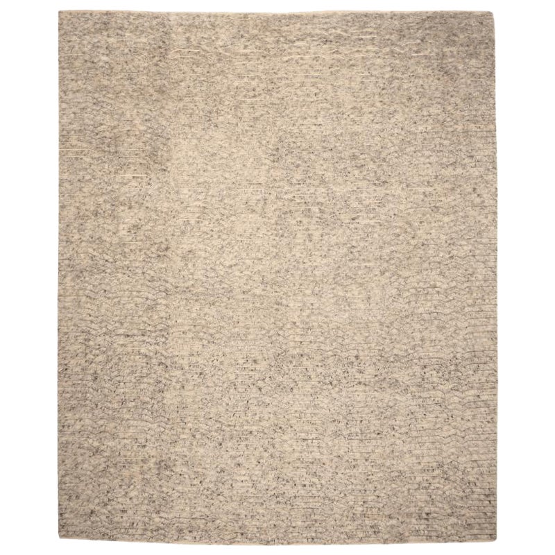 India Moroccan Area Rugs - Wool Ivory Taupe Design - 94467