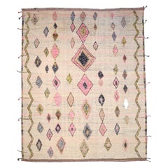 Tappeto India Moroccan Over Size - Lana Verde Avorio Rosa Design - 94493
