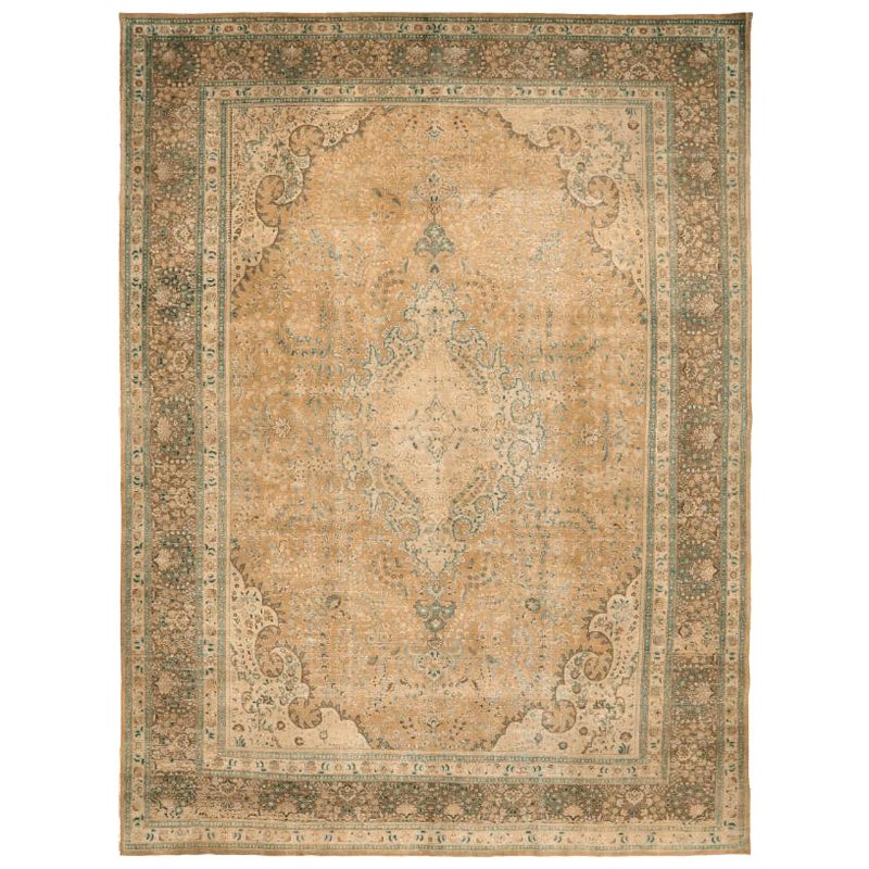 Tappeti persiani Tabriz - Lana Marrone Avorio Disegno Giallo - 94549