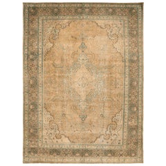 Tapis Persan Tabriz - Laine Brown Ivory Yellow Design - 94549
