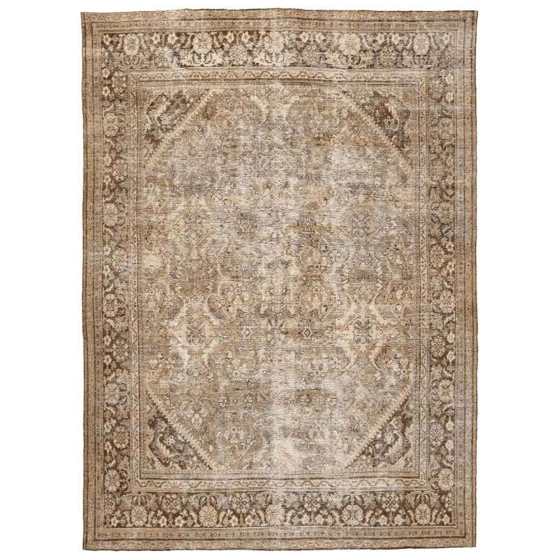 Tappeti persiani Mahal - Disegno in lana marrone avorio - 94555