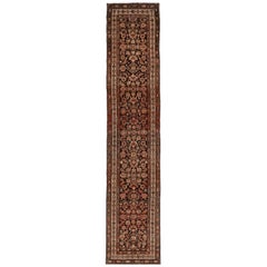 Tapis de course Persan Mahal - Laine Noir Ivoire Rouge Design - 94569