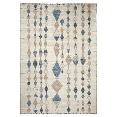 Indien Marokkanische über Größe Teppich - Wolle Blau Braun Elfenbein Design - 94538