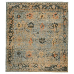 Afghanistan Sultanabad Over Size Rug - Wool Blue Brown Yellow - 94542