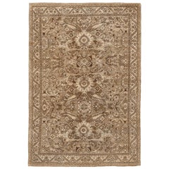 Persian Mahal Small Rug - Wool Ivory Taupe Design - 94558