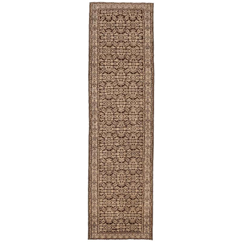 Persischer Malayer Läufer Teppich - Wolle Braun Elfenbein Design - 94560