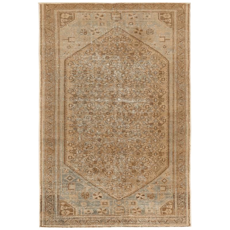 Persian Mahal Small Rug - Wool Taupe Design - 94592