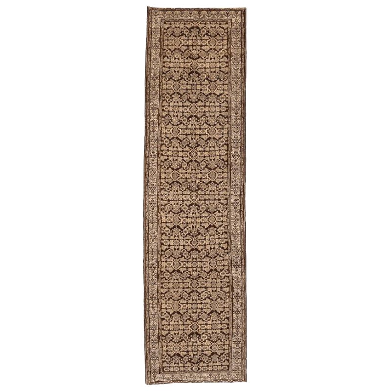 Persischer Malayer Läufer Teppich - Wolle Braun Elfenbein Design - 94563