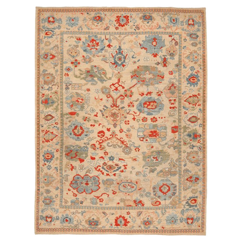 Abadeh-Teppiche aus Wolle in Blau, Elfenbein und Rot aus Afghanistan - 94596