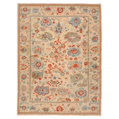 Tapis Abadeh en laine bleu ivoire rouge motif Afghanistan - 94596
