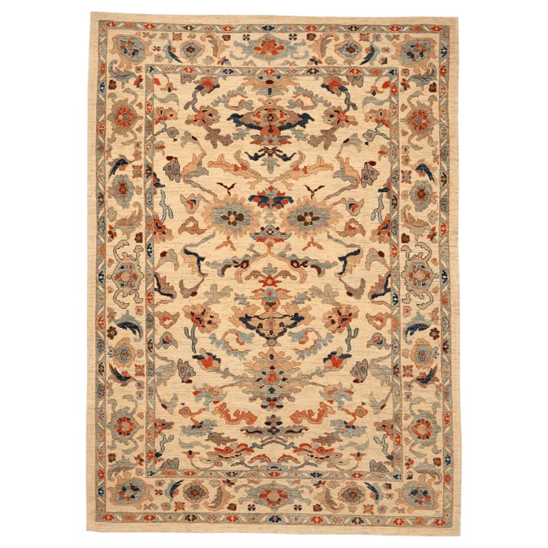 Oushak-Teppiche aus Afghanistan - Wolle in Elfenbein-Rot mit Design - 94611