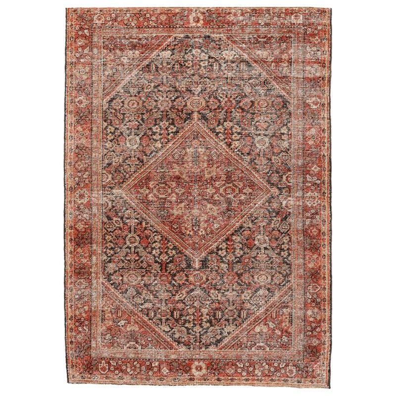 Persian Mahal Small Rug - Wool Red Design - 94582
