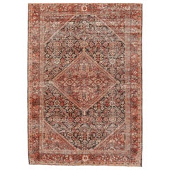 Persian Mahal Small Rug - Wool Red Design - 94582