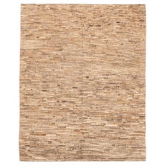 Afghanistan Abadeh Small Rug - Wool Brown Ivory Taupe Design - 94613