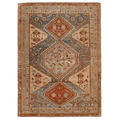 Persian Malayer Small Rug - Wool Blue Ivory Red Design - 94587