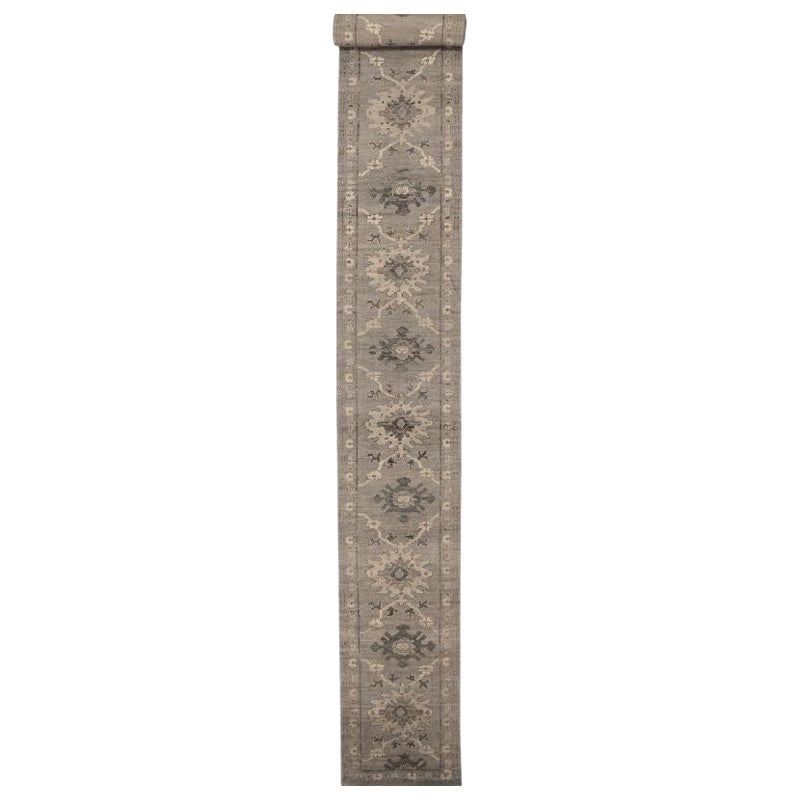 Abadeh Afghanistan Abadeh-Läufer aus Wolle in Elfenbein und Taupe mit Design - 94618