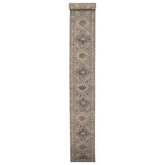 Abadeh Afghanistan Abadeh-Läufer aus Wolle in Elfenbein und Taupe mit Design - 94618