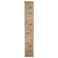 Afghanistan Abadeh-Läufer aus Wolle in Elfenbein und Taupe mit Design - 94606