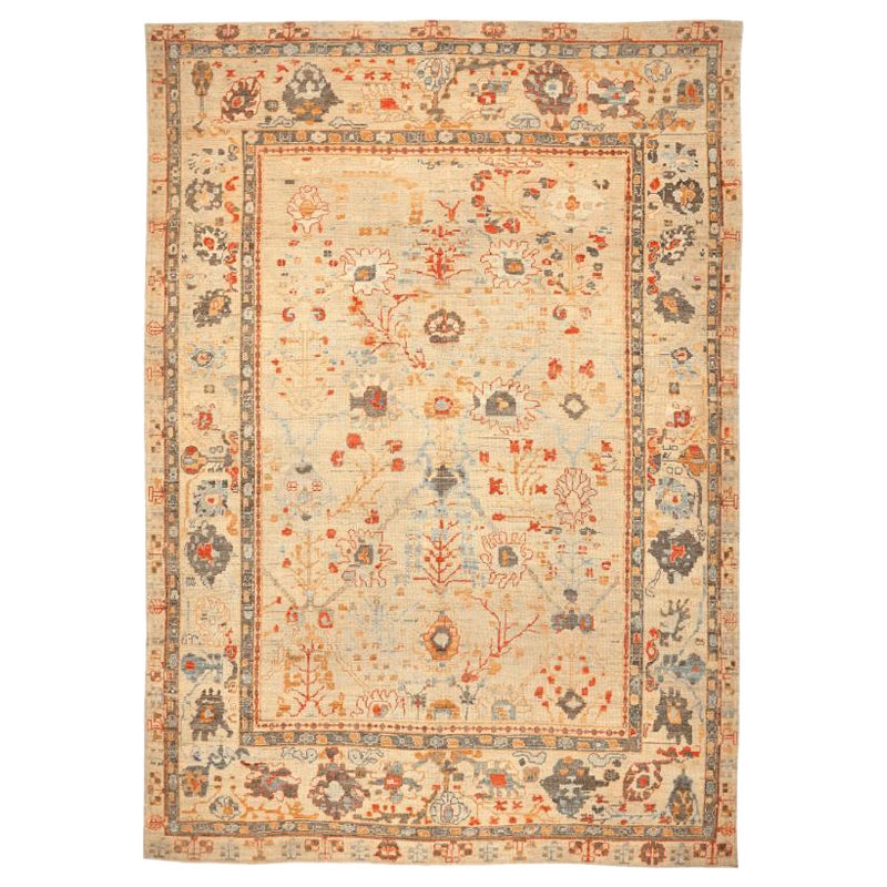 Oushak-Teppiche aus Afghanistan - Wolle in Elfenbein-Rot mit Design - 94609