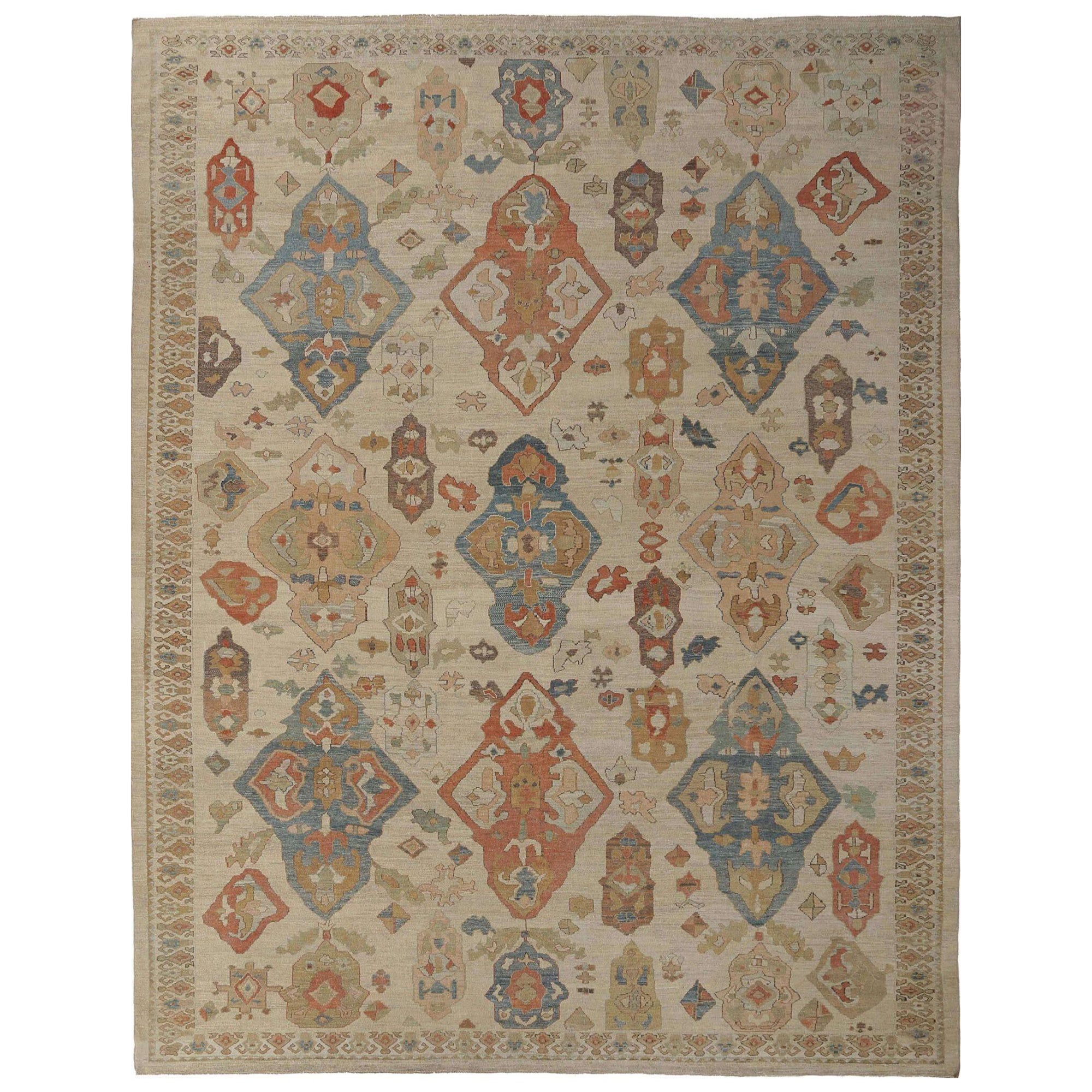 Afghanistan Sultanabad Over Size Teppich - Wolle Blau Elfenbein Rot - 95579
