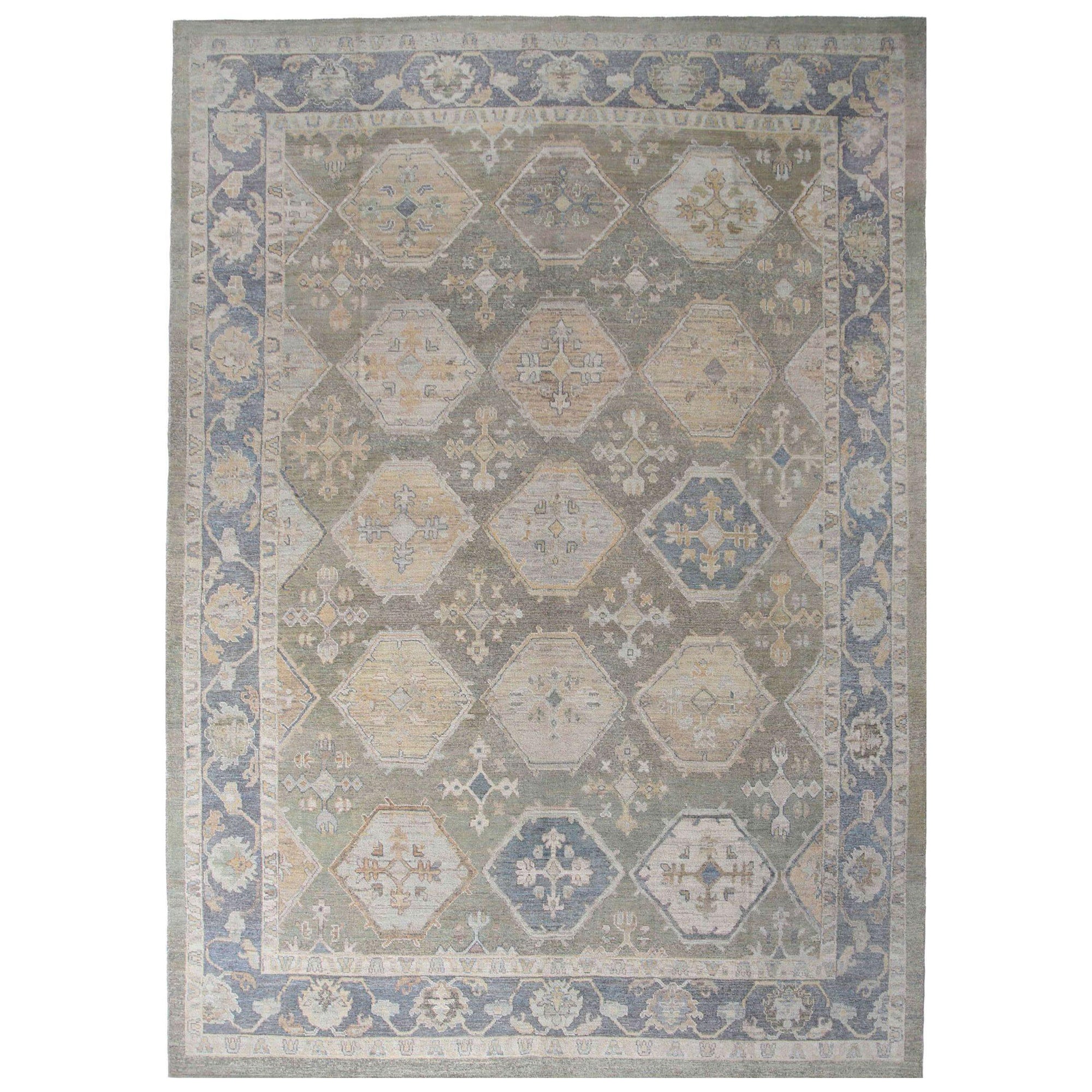 Tappeto Afghanistan Oushak Over Size - Disegno lana blu marrone - 95698