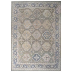 Afghanistan Oushak Over Size Teppich - Wolle Blau Braun Design - 95698
