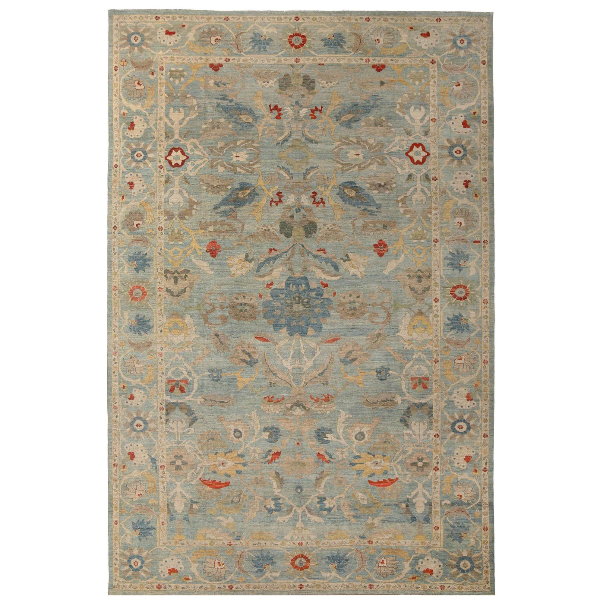Afghanistan Sultanabad Over Size Teppich - Wolle Hellblau Design - 95746 im Angebot