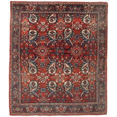 Tapis persans Mahal - Laine ivoire rouge - 94648