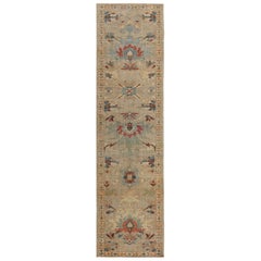 Tapis de course Sultanabad en laine bleu ivoire - 95781