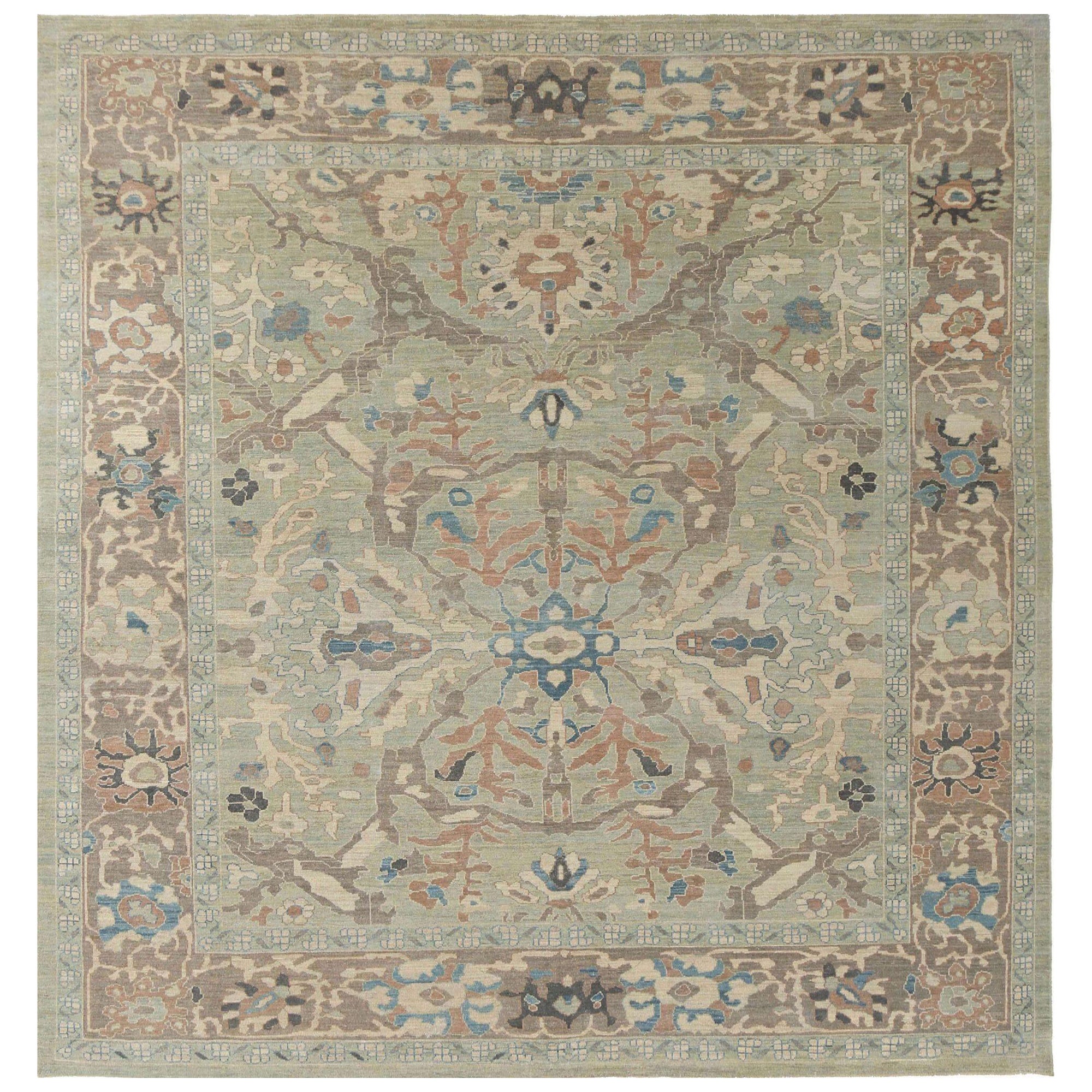 Tappeti quadrati Afghanistan Sultanabad Rugs - Lana Blu Verde - 95785