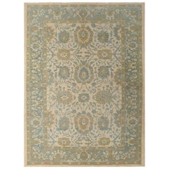 Tapis d'Afghanistan Sultanabad en laine bleu ivoire jaune - 95750
