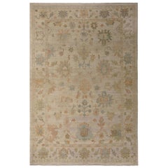Tappeto Afghanistan Oushak Over Size - Disegno in lana e avorio - 95753