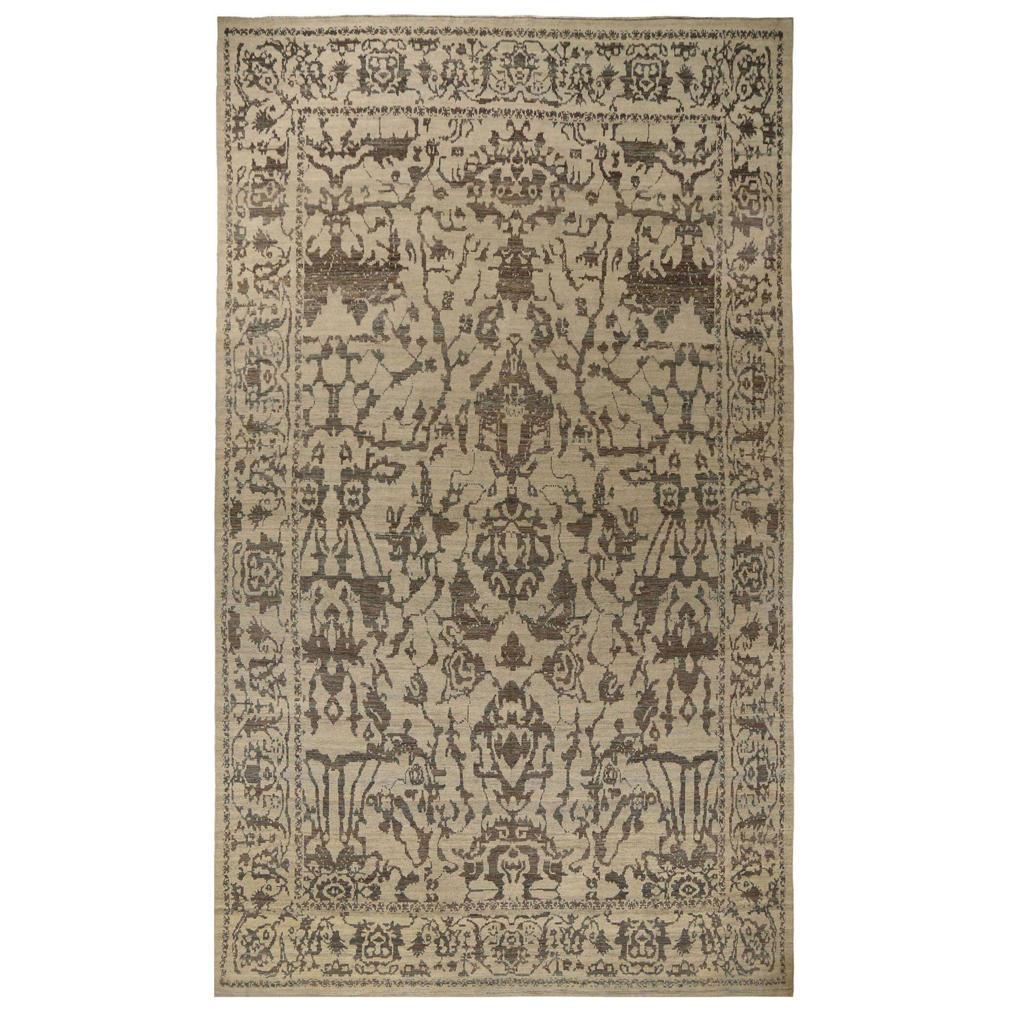 Afghanistan Sultanabad Over Size Rug - Wool Brown Ivory - 95809