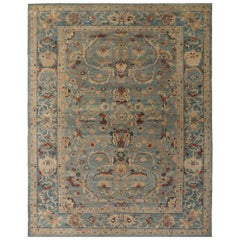 Tapis Sultanabad surdimensionné en laine bleue - 95812