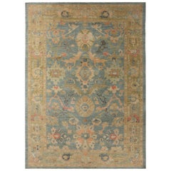 Tapis d'Afghanistan Sultanabad - Design en laine bleu vert - 95791